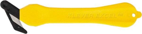 Klever Innovations - Fixed Safety Cutter - 1-1/4" Carbon Steel Blade, Yellow Plastic Handle, 1 Blade Included - Strong Tooling