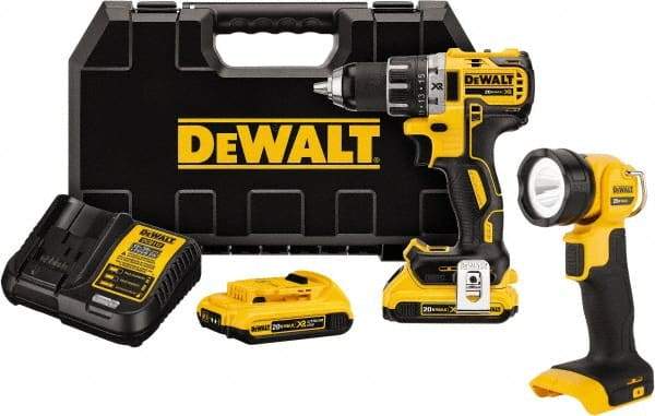 DeWALT - 20 Volt 1/2" Chuck Mid-Handle Cordless Drill - 0-500 & 0-2000 RPM, Keyless Chuck, Reversible, 2 Lithium-Ion Batteries Included - Strong Tooling