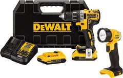 DeWALT - 20 Volt 1/2" Chuck Mid-Handle Cordless Drill - 0-500 & 0-2000 RPM, Keyless Chuck, Reversible, 2 Lithium-Ion Batteries Included - Strong Tooling