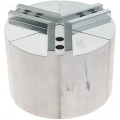 Abbott Workholding Products - 6" Max Chuck Capacity, 1.5mm x 60° Serrated Interface, Round Soft Lathe Chuck Jaw - 3 Jaw, Aluminum, 0.7874" Btw Mount Hole Ctrs, 6" Wide, 4" High, 10mm Fastener - Strong Tooling