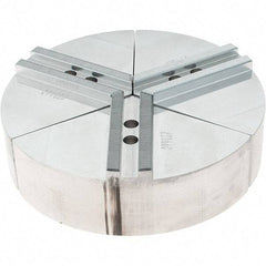 Abbott Workholding Products - 6" Max Chuck Capacity, 1.5mm x 60° Serrated Interface, Round Soft Lathe Chuck Jaw - 3 Jaw, Aluminum, 0.7874" Btw Mount Hole Ctrs, 8" Wide, 2" High, 10mm Fastener - Strong Tooling