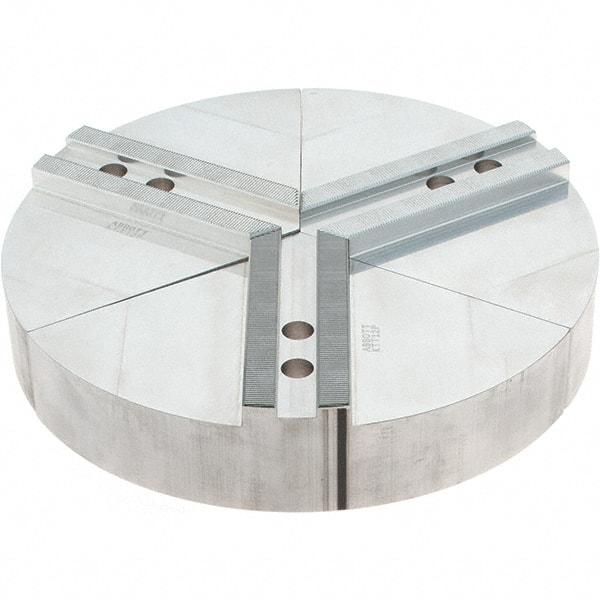 Abbott Workholding Products - 12" Max Chuck Capacity, 1.5mm x 60° Serrated Interface, Round Soft Lathe Chuck Jaw - 3 Jaw, Aluminum, 1.1811" Btw Mount Hole Ctrs, 12" Wide, 2" High, 14mm Fastener - Strong Tooling