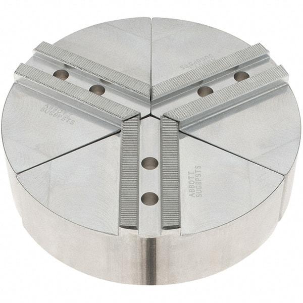 Abbott Workholding Products - 8" Max Chuck Capacity, 1.5mm x 60° Serrated Interface, Round Soft Lathe Chuck Jaw - 3 Jaw, Aluminum, 1.1811" Btw Mount Hole Ctrs, 8" Wide, 2" High, 10mm Fastener - Strong Tooling