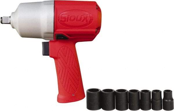 Sioux Tools - 1/2" Drive, 11,000 RPM, 780 Ft/Lb Torque Impact Wrench - Pistol Grip Handle, 1,250 IPM, 4 CFM, 90 psi, 6.35mm Inlet - Strong Tooling