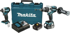 Makita - 18 Volt Cordless Tool Combination Kit - Includes 1/2" Hammer Drill & 1/4" Impact Driver, Lithium-Ion Battery Included - Strong Tooling