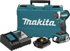 Makita - 18 Volt, 1/4" Drive, 20 Ft/Lb Torque, Cordless Impact Driver - Pistol Grip Handle, 3600 RPM, 2 Lithium-Ion Batteries Included - Strong Tooling