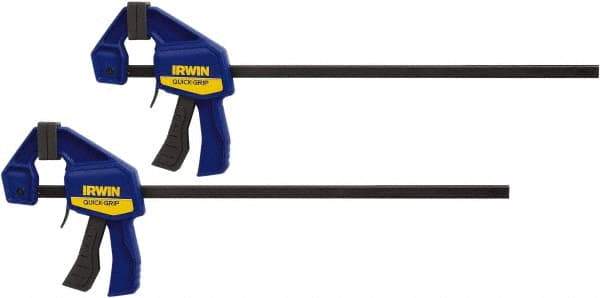 Irwin - 12" Capacity, 2-7/16" Throat Depth Carbon Steel Bar Clamp - 140 Lb Clamping Pressure - Strong Tooling