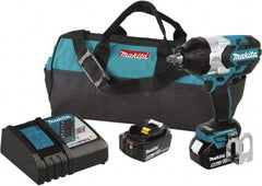 Makita - 1/2" Drive 18 Volt Pistol Grip Cordless Impact Wrench & Ratchet - 1,850 RPM, 750 Ft/Lb Torque, 2 Lithium-Ion Batteries Included - Strong Tooling