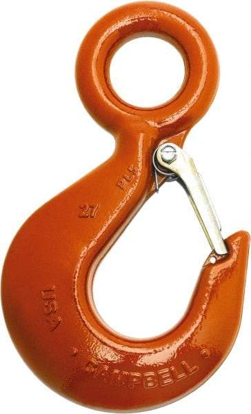 Campbell - 22,000 Lb Capacity, Chain Grade 100, Alloy Steel Eye Hook - 9.44" Reach, 2-7/16" Eye ID, 12-13/16" OAL - Strong Tooling