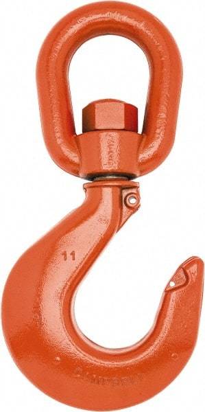 Campbell - #7 Hook, 7-1/2 Ton Capacity, Alloy Steel Swivel Hoist Hook - 9-17/32" Long x 5-1/32" Wide - Strong Tooling