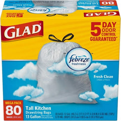 Glad - Pack of (80) 13 Gal 0.95 mil Household/Office Trash Bags - Strong Tooling