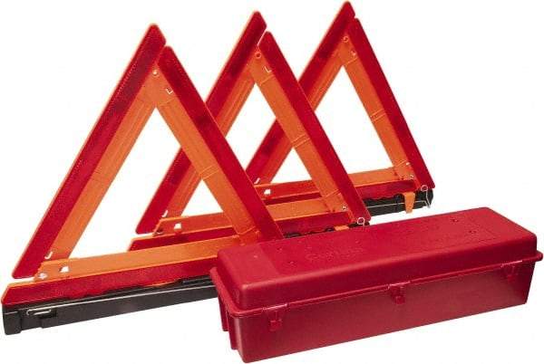 PRO-SAFE - 4 Piece, Highway Triangle Safety Kit - 3 Reflective Triangles, Case - Strong Tooling