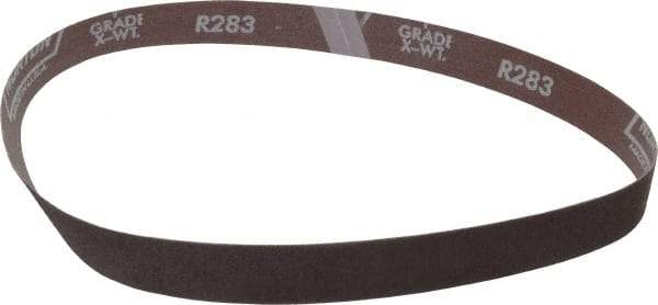 Norton - 1" Wide x 30" OAL, 80 Grit, Aluminum Oxide Abrasive Belt - Aluminum Oxide, Medium, Coated, X Weighted Cloth Backing, Series R283 - Strong Tooling