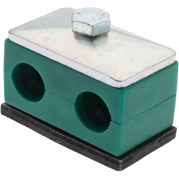 Value Collection - 2.09" Wide x 1.42" High x 1.18" Deep, Polypropylene Twin Vibration-Control Clamp - Steel Plate, Mount with Standard - Strong Tooling