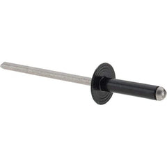 Made in USA - Large Flange Head Aluminum Open End Blind Rivet - Stainless Steel Mandrel, 1/32" to 11/64" Grip, 3/8" Head Diam, 1-1/8" Max Hole Diam, 0.563" Length Under Head, - Strong Tooling