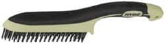 Hyde Tools - 1-1/8 Inch Trim Length Steel Scratch Brush - 6" Brush Length, 11-3/4" OAL, 1-1/8" Trim Length, Plastic with Rubber Overmold Ergonomic Handle - Strong Tooling