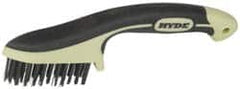 Hyde Tools - 1-1/8 Inch Trim Length Steel Scratch Brush - 3-1/4" Brush Length, 8-3/4" OAL, 1-1/8" Trim Length, Plastic with Rubber Overmold Ergonomic Handle - Strong Tooling