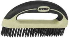 Hyde Tools - 1-1/8 Inch Trim Length Steel Scratch Brush - 8" Brush Length, 8" OAL, 1-1/8" Trim Length, Plastic with Rubber Overmold Ergonomic Handle - Strong Tooling