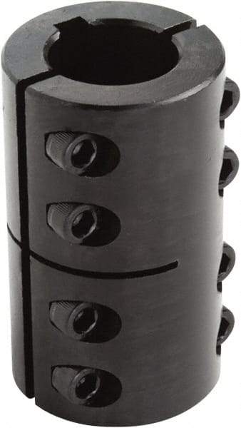 Climax Metal Products - 14mm Inside x 34mm Outside Diam, Two Piece Rigid Coupling with Keyway - 50mm Long x 5mm Keyway Width x 3mm Keyway Depth - Strong Tooling