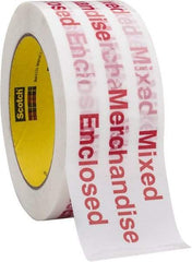 3M - 2" x 110 Yd Red & White Rubber Adhesive Packaging Tape - Polypropylene Film Backing, 1.9 mil Thick, 35 Lb Tensile Strength, Series 3775 - Strong Tooling