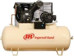 Ingersoll-Rand - 10 hp, 120 Gal Stationary Electric Horizontal Screw Air Compressor - Three Phase, 175 Max psi, 35 CFM, 460 Volt - Strong Tooling