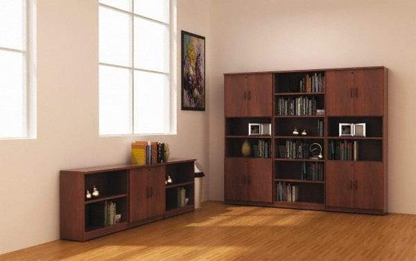 ALERA - 6 Shelf, 80-3/8" High x 31-3/4" Wide Bookcase - 14" Deep, Woodgrain Laminate, Medium Cherry - Strong Tooling