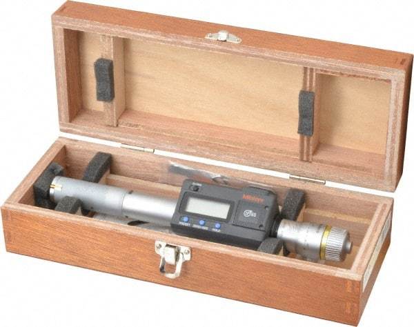 Mitutoyo - 0.8" to 1", IP65, TiN Finish, Electronic Inside Micrometer - 0.00005" Resolution, 0.00015" Accuracy - Strong Tooling