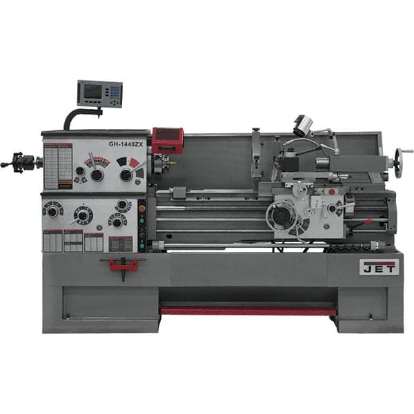 Jet - 14" Swing, 40" Between Centers, 230 Volt, Triple Phase Engine Lathe - 7MT Taper, 7-1/2 hp, 42 to 1,800 RPM, 3-1/8" Bore Diam, 30" Deep x 58" High x 77-1/2" Long - Strong Tooling