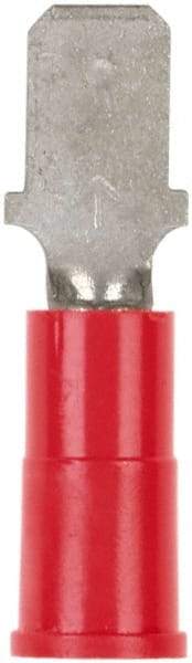 3M - 22 to 18 AWG, Vinyl, Partially Insulated, Male Wire Disconnect - 3/16 Inch Wide Tab, Red - Strong Tooling