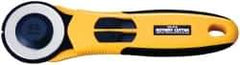 Olfa - Fixed Rotary Cutter - 1.77" Tungsten Tool Steel Blade, Yellow & Black ABS Plastic with Elastomer Inset Handle, 1 Blade Included - Strong Tooling