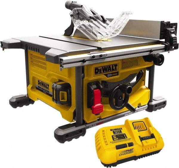 DeWALT - 8-1/4" Blade Diam, Table Saw - 5,800 RPM, 19-1/16" Table Depth x 19-1/16" Table Width, 60 Volts, 3/8" Arbor - Strong Tooling