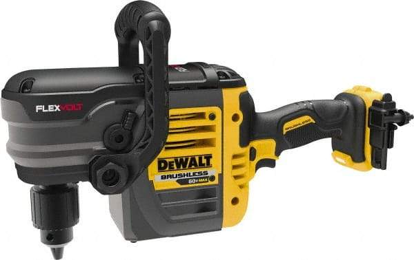 DeWALT - 60 Volt 1/2" Chuck Right Angle Handle Cordless Drill - 0-300 & 0-1200 RPM, Keyed Chuck, Lithium-Ion Batteries Not Included - Strong Tooling