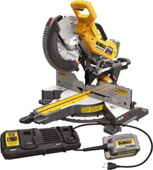 DeWALT - 15 Amp, 120 Volt, 3,800 RPM, 60° Right & 50° Left Double Bevel Sliding Miter Saw - 5/8 or 1" Arbor, 12" Blade Diam, Includes DHS790 Sliding Miter Saw, (2) DCB606 FLEXVOLT Batteries, DCA120 120V Adaptor & DCA132 Charger - Strong Tooling