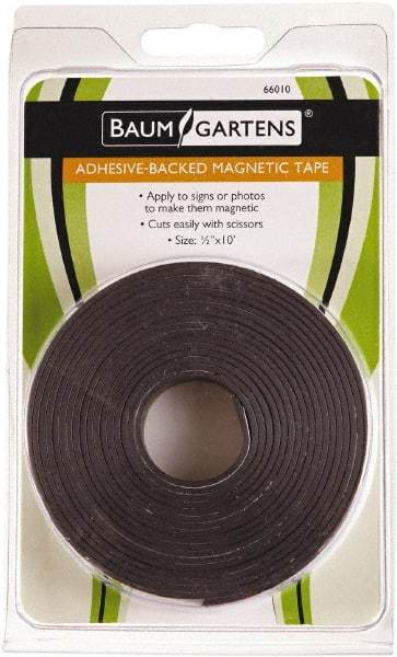 Baum/Gartens - 120" Long x 1/2" Wide x 1/8" Thick Flexible Magnetic Strip - Adhesive Back, Black - Strong Tooling