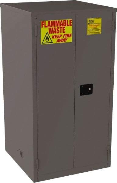 Jamco - 2 Door, 2 Shelf, Yellow Steel Double Wall Safety Cabinet for Flammable and Combustible Liquids - 65" High x 34" Wide x 34" Deep, Manual Closing Door, 3 Point Key Lock, 60 Gal Capacity - Strong Tooling