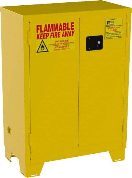 Jamco - 2 Door, 2 Shelf, Yellow Steel Double Wall Safety Cabinet for Flammable and Combustible Liquids - 49" High x 18" Wide x 34" Deep, Self Closing Door, 3 Point Key Lock, 28 Gal Capacity - Strong Tooling