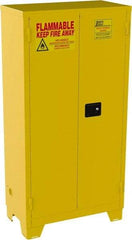 Jamco - 2 Door, 3 Shelf, Yellow Steel Double Wall Safety Cabinet for Flammable and Combustible Liquids - 70" High x 18" Wide x 34" Deep, Manual Closing Door, 3 Point Key Lock, 44 Gal Capacity - Strong Tooling