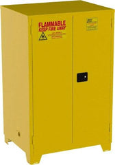 Jamco - 2 Door, 2 Shelf, Yellow Steel Double Wall Safety Cabinet for Flammable and Combustible Liquids - 70" High x 34" Wide x 43" Deep, Manual Closing Door, 3 Point Key Lock, 90 Gal Capacity - Strong Tooling