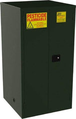 Jamco - 2 Door, 2 Shelf, Green Steel Double Wall Safety Cabinet for Flammable and Combustible Liquids - 65" High x 34" Wide x 34" Deep, Self Closing Door, 3 Point Key Lock, 60 Gal Capacity - Strong Tooling