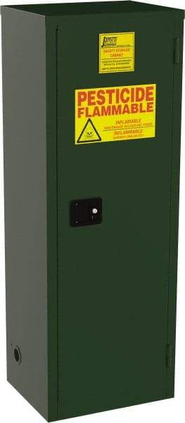 Jamco - 1 Door, 3 Shelf, Green Steel Double Wall Safety Cabinet for Flammable and Combustible Liquids - 65" High x 18" Wide x 23" Deep, Self Closing Door, 3 Point Key Lock, 24 Gal Capacity - Strong Tooling