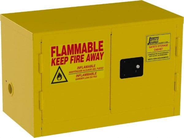 Jamco - 2 Door, Yellow Steel Double Wall Safety Cabinet for Flammable and Combustible Liquids - 22" High x 18" Wide x 34" Deep, Manual Closing Door, 3 Point Key Lock, 11 Gal Capacity - Strong Tooling