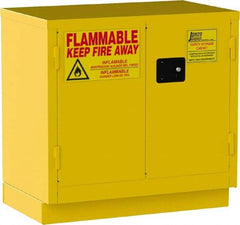 Jamco - 2 Door, 1 Shelf, Yellow Steel Double Wall Safety Cabinet for Flammable and Combustible Liquids - 35" High x 22" Wide x 36" Deep, Manual Closing Door, 3 Point Key Lock, 22 Gal Capacity - Strong Tooling