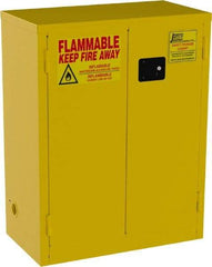 Jamco - 2 Door, 2 Shelf, Yellow Steel Double Wall Safety Cabinet for Flammable and Combustible Liquids - 44" High x 18" Wide x 34" Deep, Self Closing Door, 3 Point Key Lock, 28 Gal Capacity - Strong Tooling