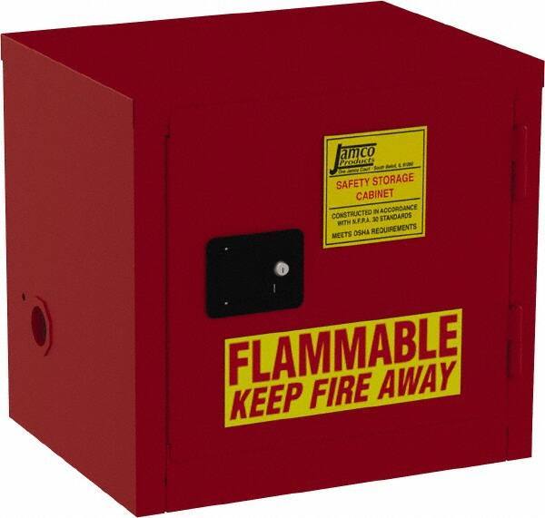 Jamco - 1 Door, 1 Shelf, Red Steel Double Wall Safety Cabinet for Flammable and Combustible Liquids - 22" High x 18" Wide x 23" Deep, Manual Closing Door, 3 Point Key Lock, 12 Gal Capacity - Strong Tooling