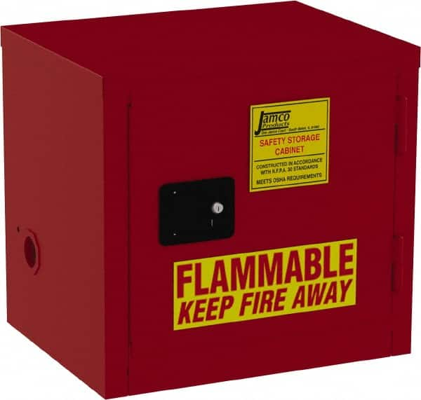 Jamco - 1 Door, 1 Shelf, Red Steel Double Wall Safety Cabinet for Flammable and Combustible Liquids - 22" High x 18" Wide x 23" Deep, Self Closing Door, 3 Point Key Lock, 12 Gal Capacity - Strong Tooling