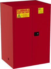 Jamco - 2 Door, 5 Shelf, Red Steel Double Wall Safety Cabinet for Flammable and Combustible Liquids - 65" High x 34" Wide x 43" Deep, Self Closing Door, 3 Point Key Lock, 120 Gal Capacity - Strong Tooling