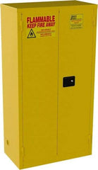 Jamco - 2 Door, 3 Shelf, Yellow Steel Double Wall Safety Cabinet for Flammable and Combustible Liquids - 65" High x 18" Wide x 34" Deep, Manual Closing Door, 3 Point Key Lock, 44 Gal Capacity - Strong Tooling