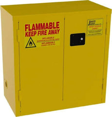 Jamco - 2 Door, 1 Shelf, Yellow Steel Double Wall Safety Cabinet for Flammable and Combustible Liquids - 35" High x 34" Wide x 18" Deep, Manual Closing Door, 3 Point Key Lock, 22 Gal Capacity - Strong Tooling