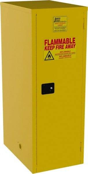 Jamco - 1 Door, 3 Shelf, Yellow Steel Double Wall Safety Cabinet for Flammable and Combustible Liquids - 65" High x 34" Wide x 23" Deep, Self Closing Door, 3 Point Key Lock, 60 Gal Capacity - Strong Tooling