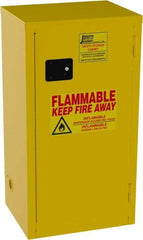 Jamco - 1 Door, 2 Shelf, Yellow Steel Double Wall Safety Cabinet for Flammable and Combustible Liquids - 44" High x 18" Wide x 23" Deep, Manual Closing Door, 3 Point Key Lock, 18 Gal Capacity - Strong Tooling